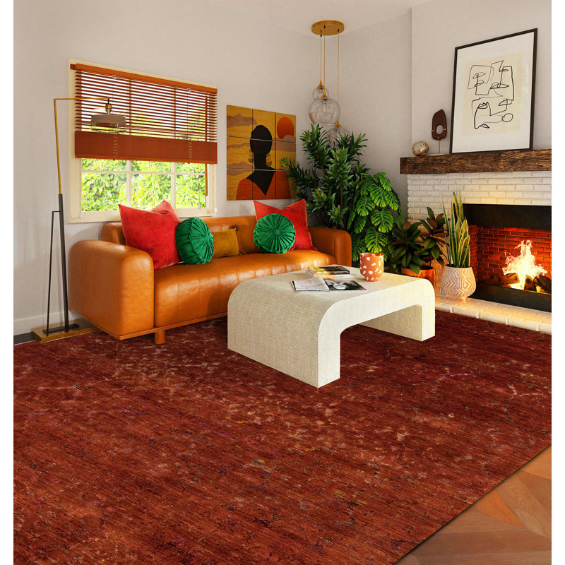 Seville Hand Knotted Area Rug in Paprika/Gray