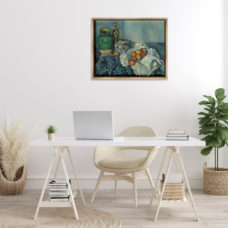 «Classic Cezanne Apples Still Life», toile encadrée flottante noire, Cadre flottant orme Montalcino, H 25 po x l 31 po