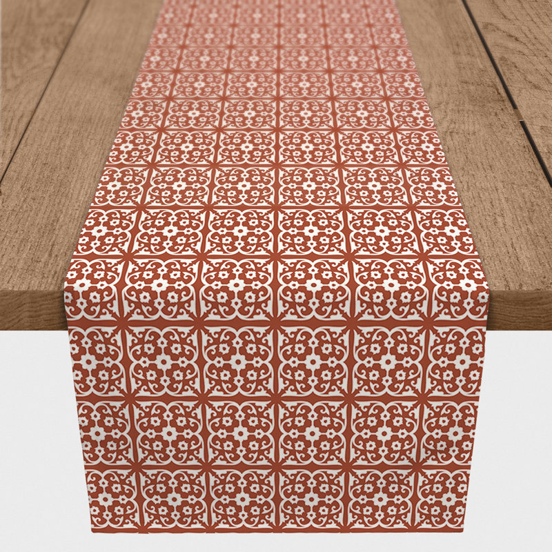 Artis Geometric Table Runner, 72" L x 16" W, Rust