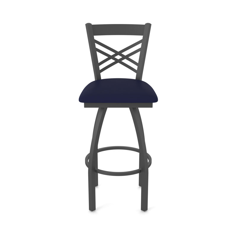 820 Catalina Swivel Stool, Pewter, Vinyl-Canter Twilight, Bar Stool (30" Seat Height)