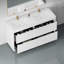 Meuble-lavabo sur pied 60 po avec double lavabo, meuble-lavabo avec comptoir en résine de pierre, blanc brillant