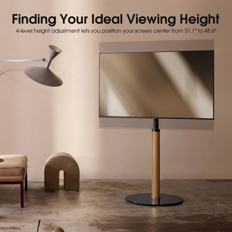  Meuble télé universel pour téléviseur de 32 à 65 pouces, manivelle réglable en hauteur, compatible VESA 100 x 100 à 400 x 400, avec tablette