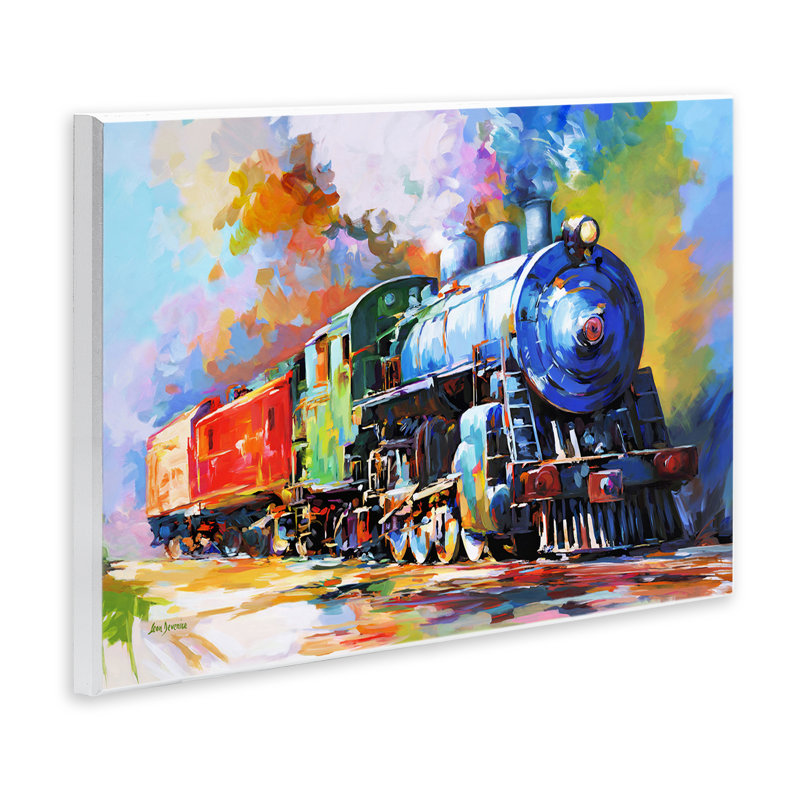 Art mural, "Le dernier train" par Leon Devenice, H 13 po x l 19 po