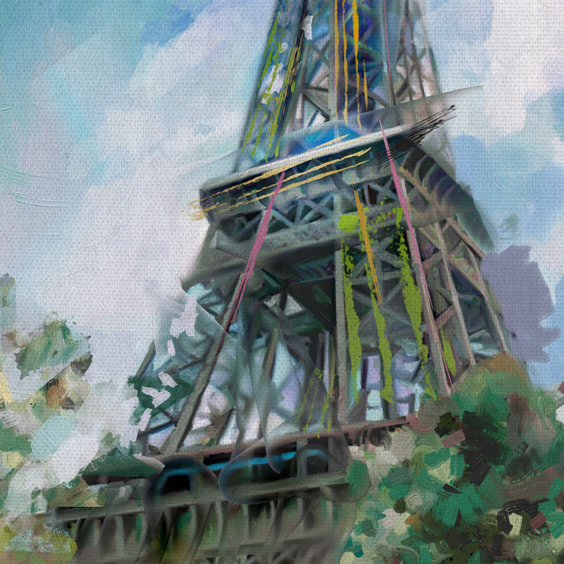 Reproduction d’art sur toile, "eiffel view", H 40 po x l 30 po x P 1,5 po