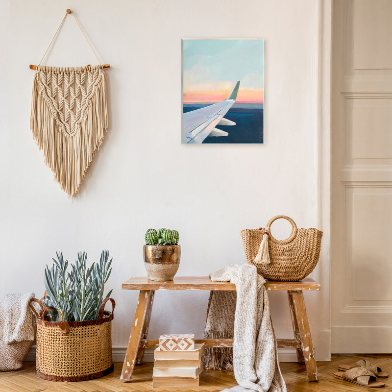 Airplane Wing Sunset Wall Plaque, design by The Prints Vibe