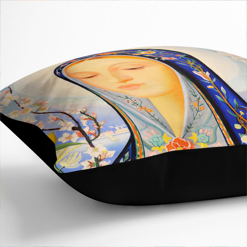 The Virgin Scatter Cushion with Filling, 40cm H x 40cm W x 15cm D, Black