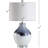 27" Glass/Metal Led Table Lamp - Transitional Bohemian Bedroom/Living Room Lamp, Blue/White