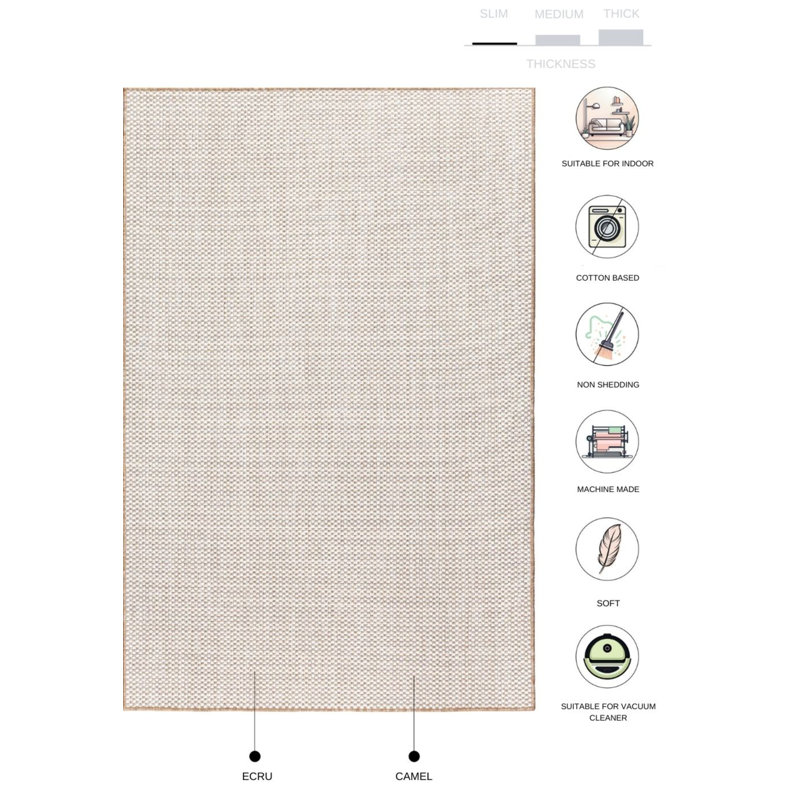 Tapis en jute / sisal en polypropylène crème Marquas, Rectangle 6 pi 7 po x 9 pi 7 po