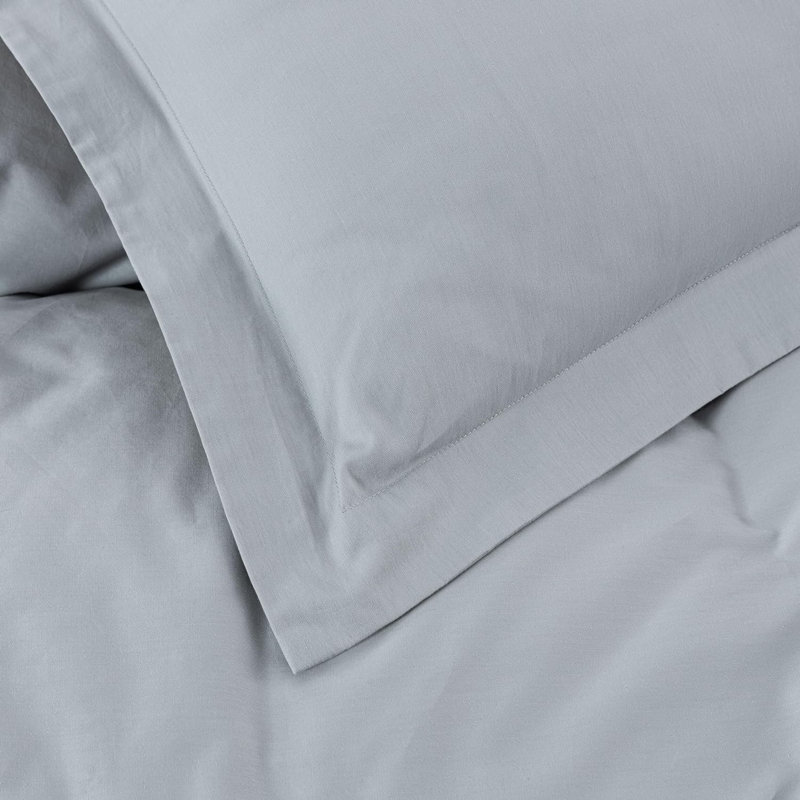 Cotton Twill Solid Duvet Cover, Queen Duvet Cover + 2 Standard Shams, Silver Gray
