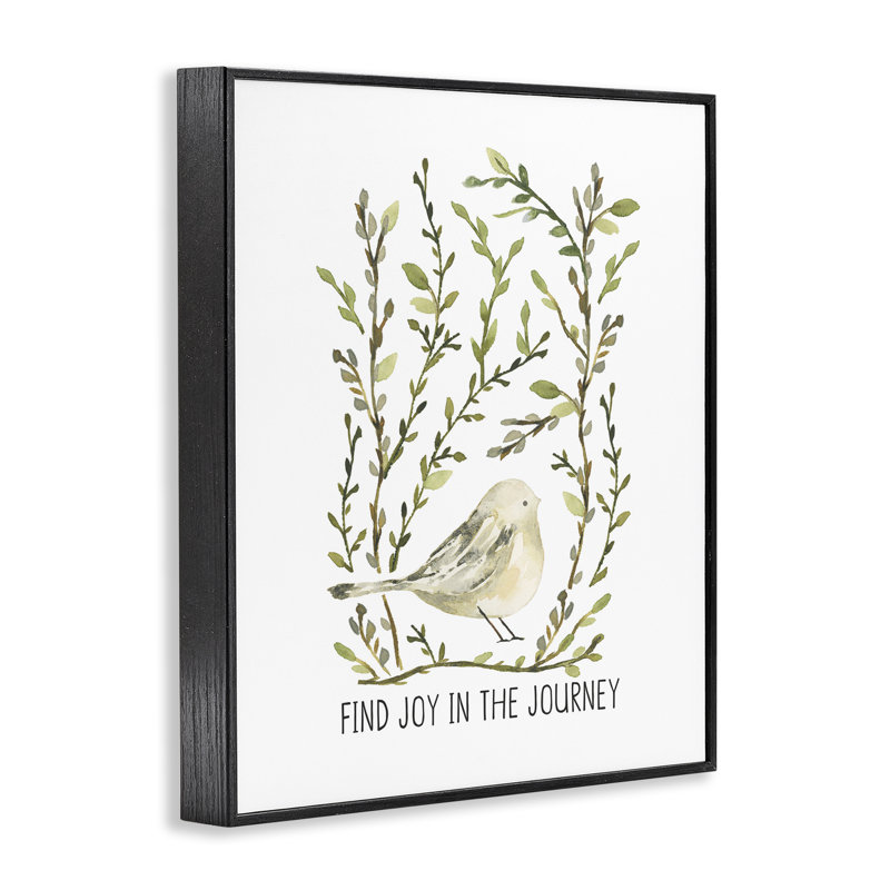 «Find Joy with Bird», estampe numérique par Blue Chair Blessing, Giclée encadrée noir minuit, H 30 po x l 24 po