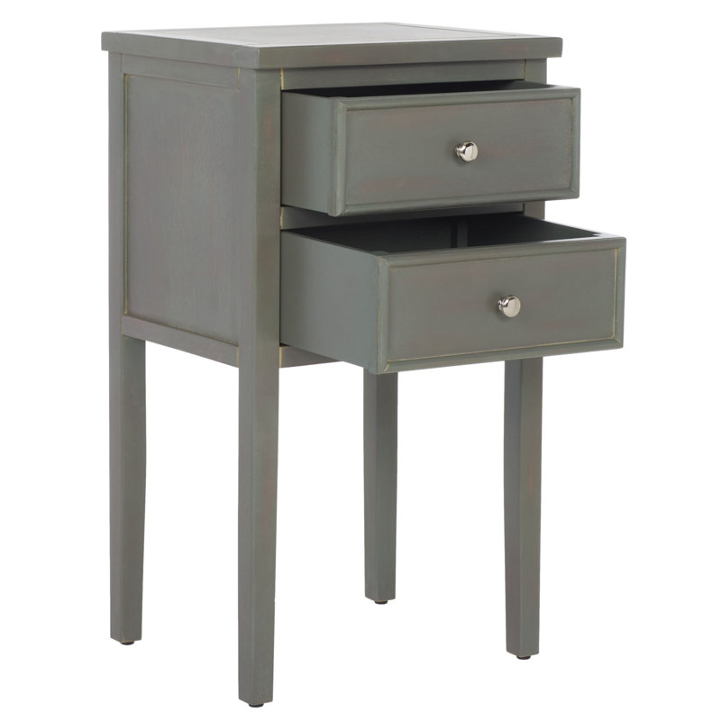 Joanna Solid Wood 2 - Drawer End Table, French Gray