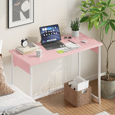 Bureau d'ordinateur de 43 pouces pour petits espaces, bureau moderne pour bureau à domicile, grand plateau et structure en acier