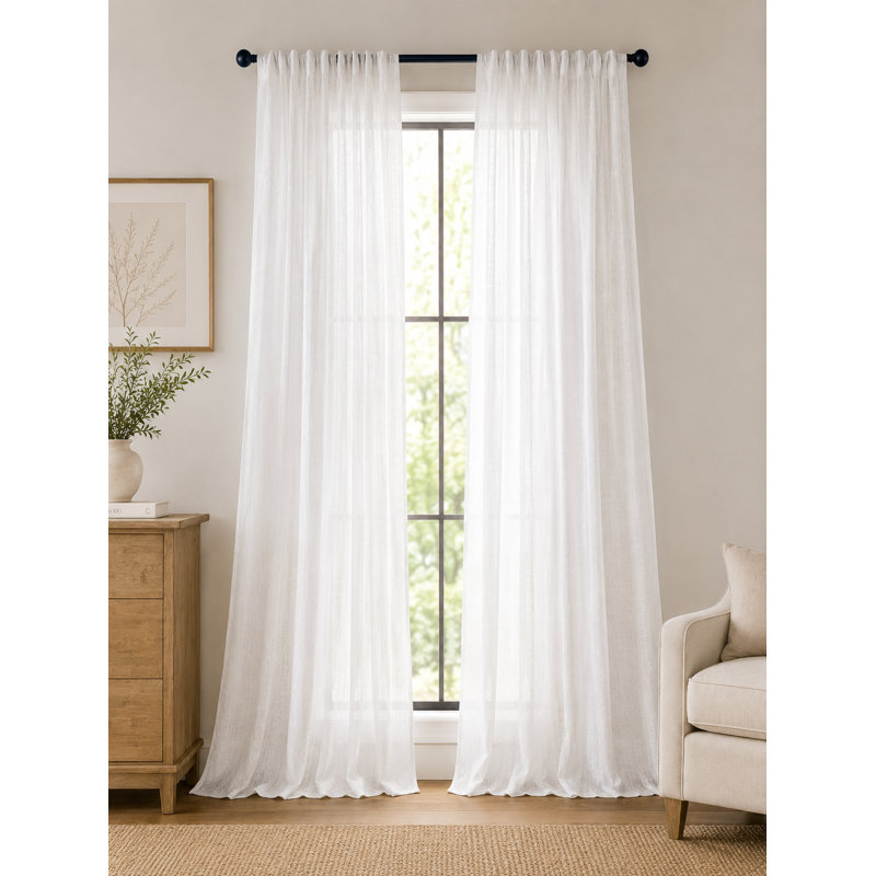 Balvina Semi Sheer Curtain Single Panel, 54" x 84", White