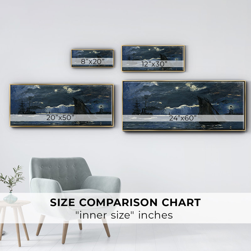 Seascape Night Effect- Framed Canvas