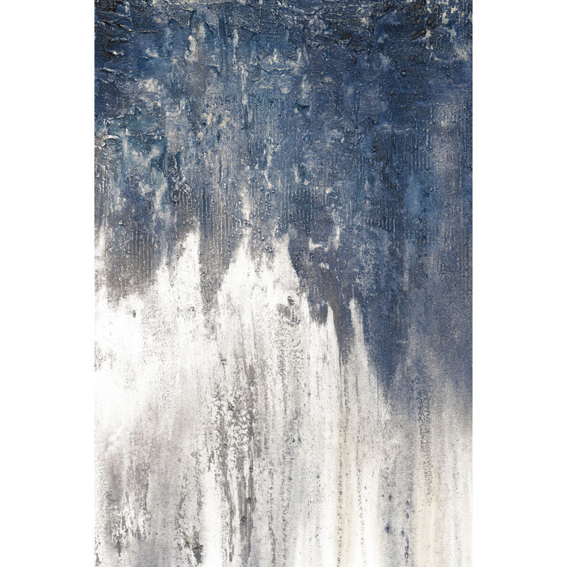 Navy Grit On White - Wrapped Canvas Painting, 122cm H x 81cm W x 3.8cm D