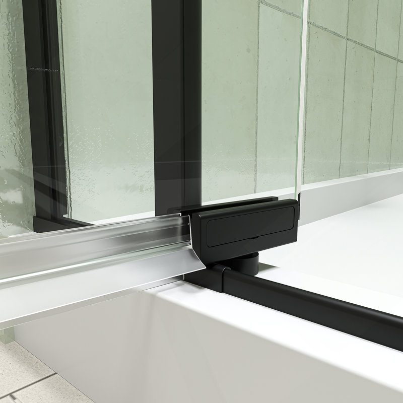Porte de douche pivotante universelle à ouverture à gauche et à droite de l 32 à 36 po x H 72 po, ouverte à l'extérieur, avec verre trempé de 1/4 po et 5/16 po et fini noir mat
