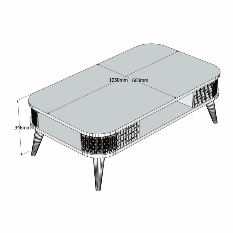 Elegant Coffee Table in Travertine Color, 41.3 x 13.8 x 23.6 inches | 100% Melamine Coated Particle Board, Thickness: 0.7 inches | Modern Marble Design, Perfect for Living Room & Contemporary Décor