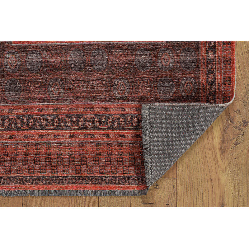Laurel Amaya Machine Woven Polyester No Pattern Area Rug in Red, Rectangle 5' x 7'