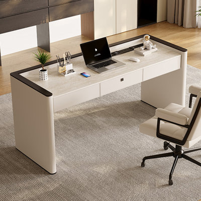 Bureau blanc rectangulaire en pierre
