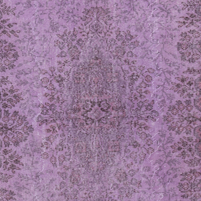 Tapis turc contemporain fait à la main de couleur violette 6,8 x 10,4 pi