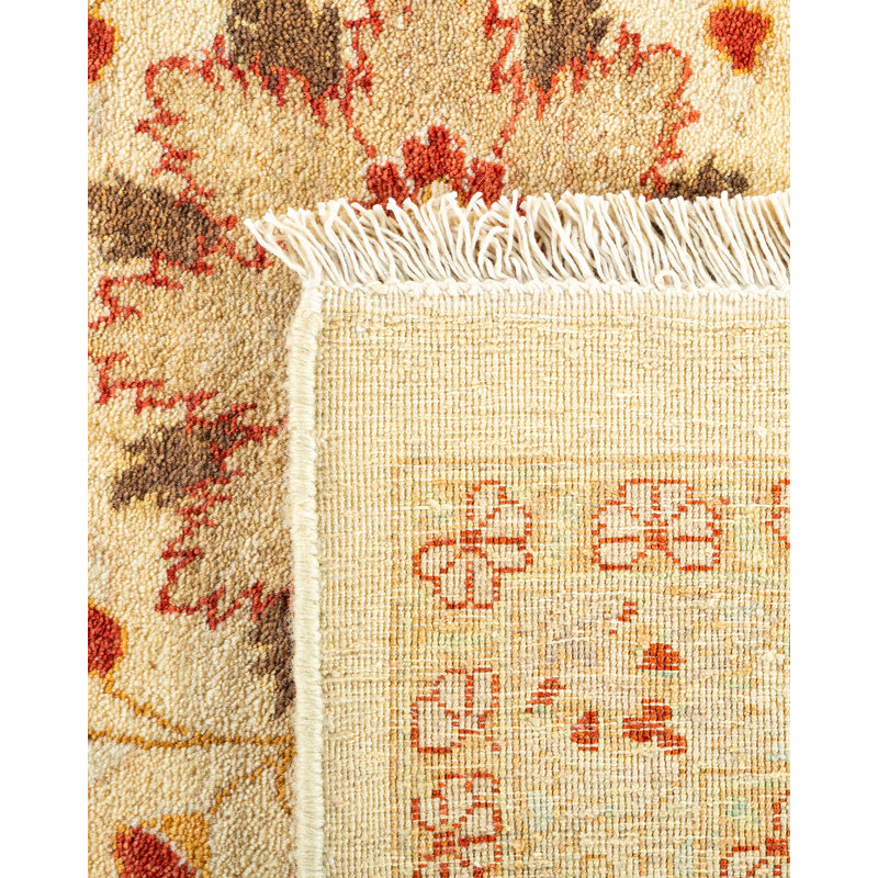 Tapis ivoire traditionnel noué à la main de conception unique 8 pi 1 po x 10 pi 8 po Keller