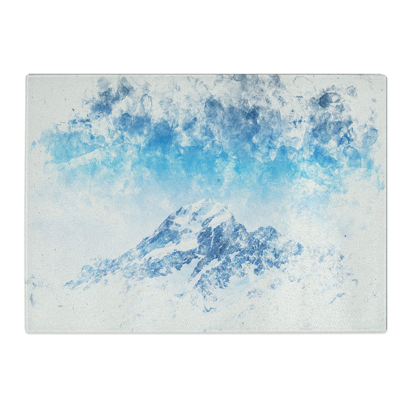 Tempered Glass Snow Covered Aoraki Mount Cook Chopping Board, 20 cm x 28.5 cm