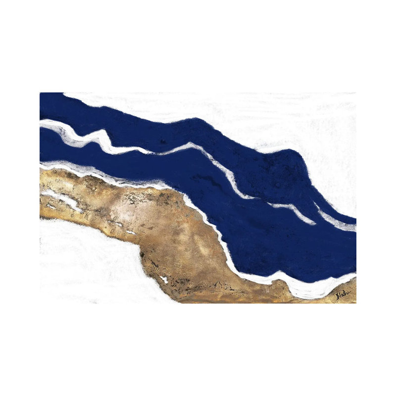 Marine et or Tierra I par Patricia Pinto-impression, Toile tendue, Pas de tapis, H 18 po x l 26 po x P 1,5 po