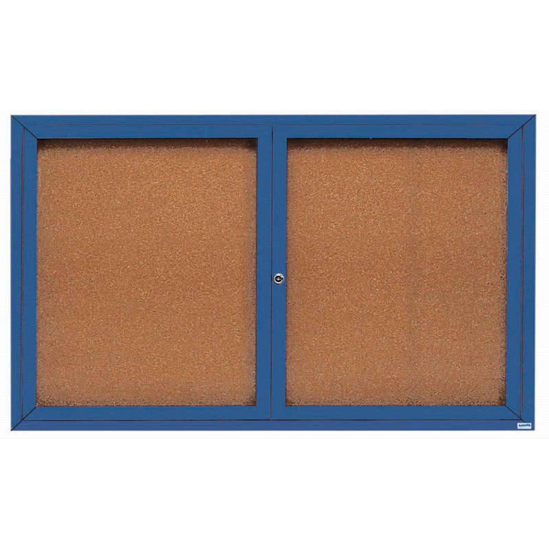 Panneau d'affichage mural fermé avec éclairage DEL, Bleu, Deux, H 36 po x l 60 po