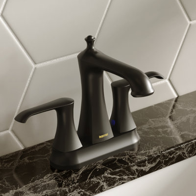 Poêle à bois Karran Robinet pour salle de bain à 2 poignées Centreset avec bonde escamotable assortie