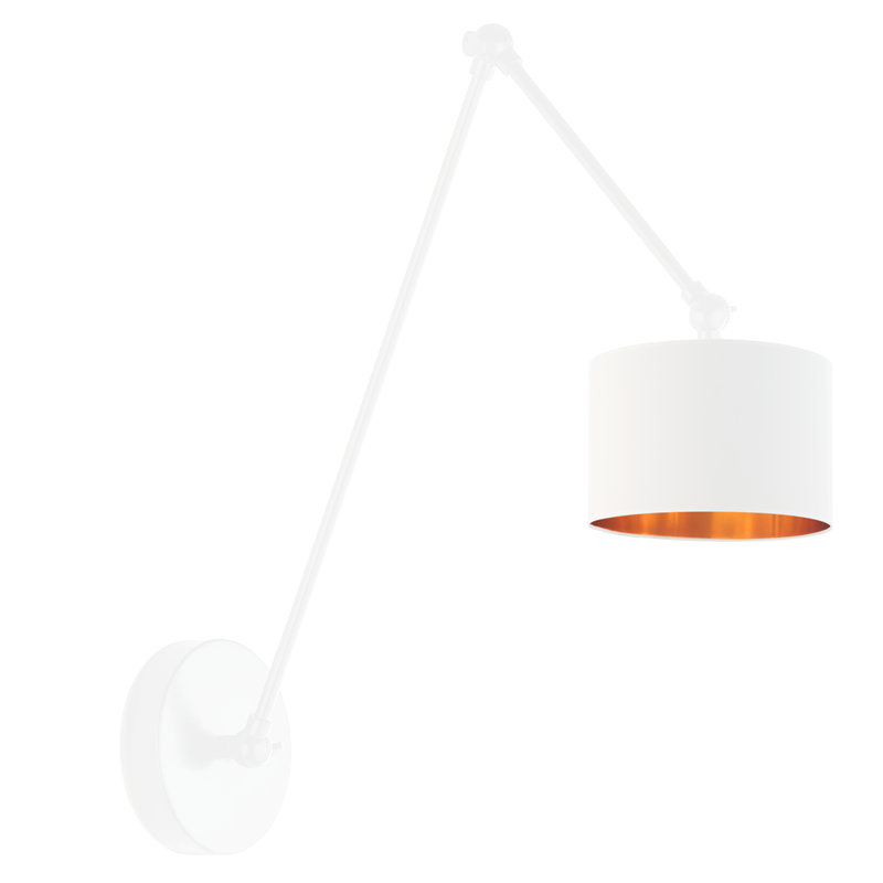 TESNUS GOLD Steel Swing Arm Sconce, Natural, White/Gold