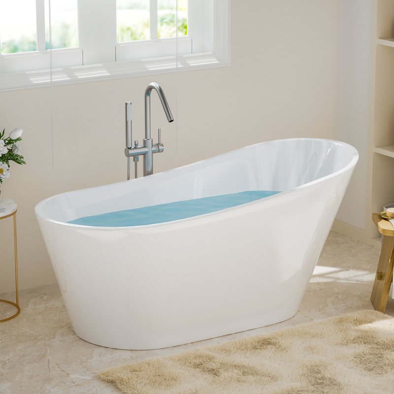 59" X 30" Freestanding Soaking Acrylic Bathtub