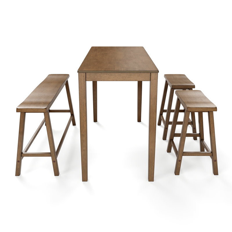 4-Person Counter Height Table Set, Space-Saving Solid Wood Kitchen Dining Set, Counter Height Dining Table Set for Small Space