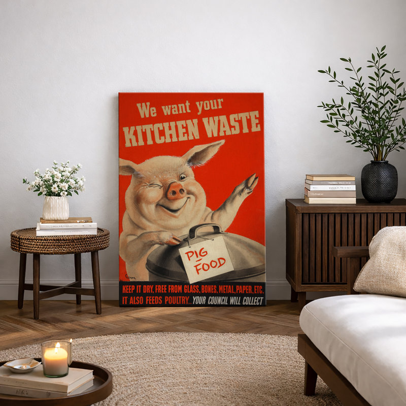 Art rétro, déchets de cuisine, affiche rétro, humour de ferme rétro, impression sur toile encadrée, Toile tendue