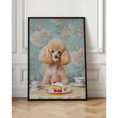 Whimsical Poodle Art Print: Vintage Floral Tea Party Decor