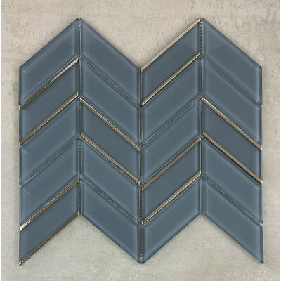 1.5" x 4.25" Glass Chevron Mosaic Wall Tile
