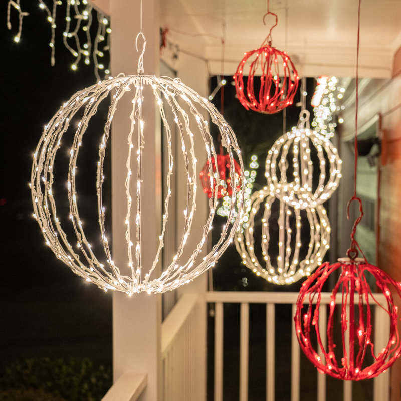 Fold-Flat LED Metal Sphere Light, 8" H x 8" W x 8" D, Red