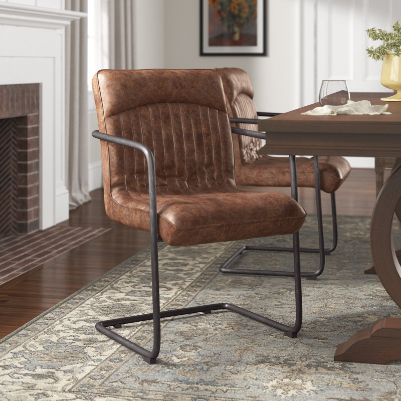 Middendorf Arm Chair, Brown Genuine Leather