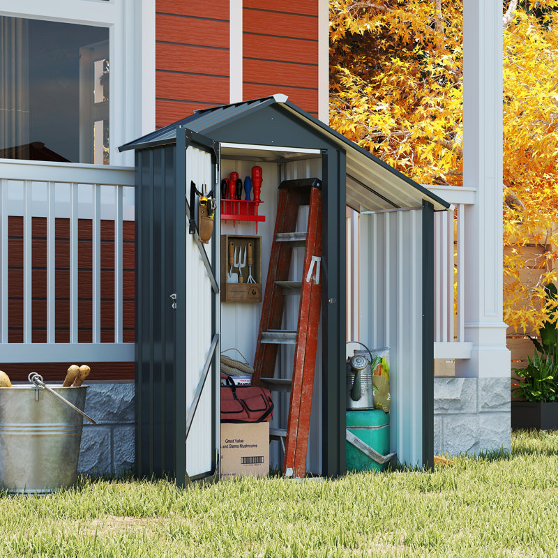 Compact Metal Garden Shed, Galvanized Steel, Modern Style For Outdoor Storage