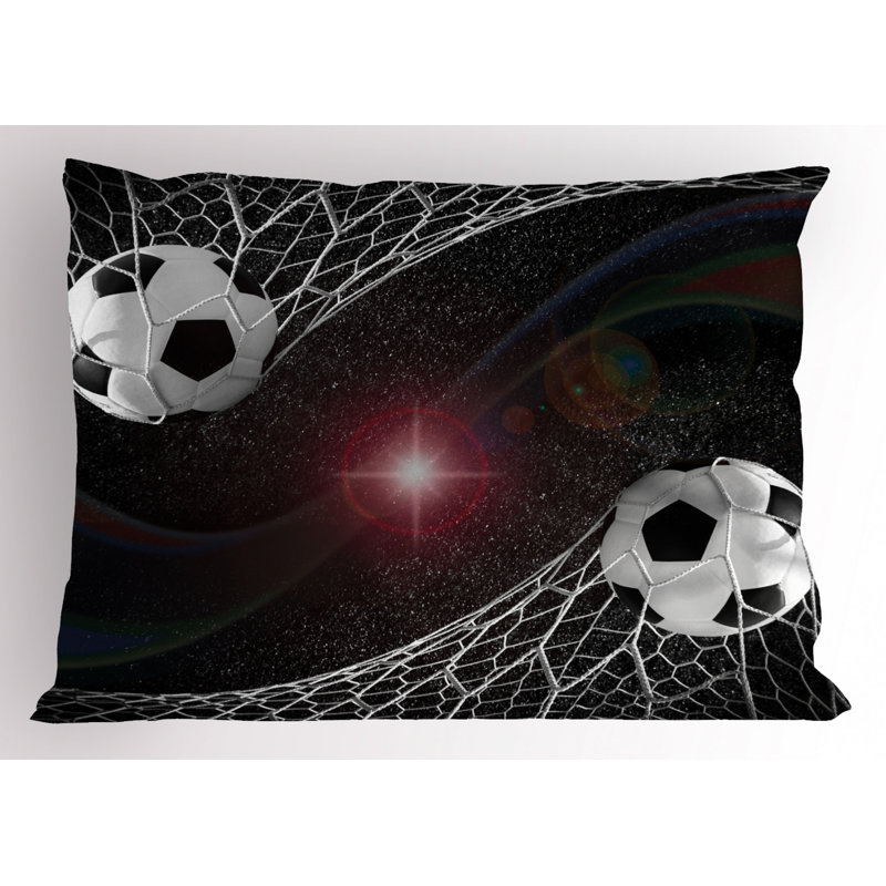 Black/Gray/Red Polyester Microfiber Piece Sham, Twin