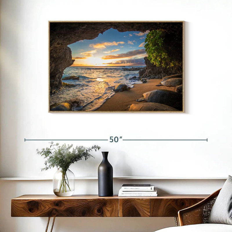 Tortue Maui, Cadre flottant en bois naturel, 37 po x 25 po