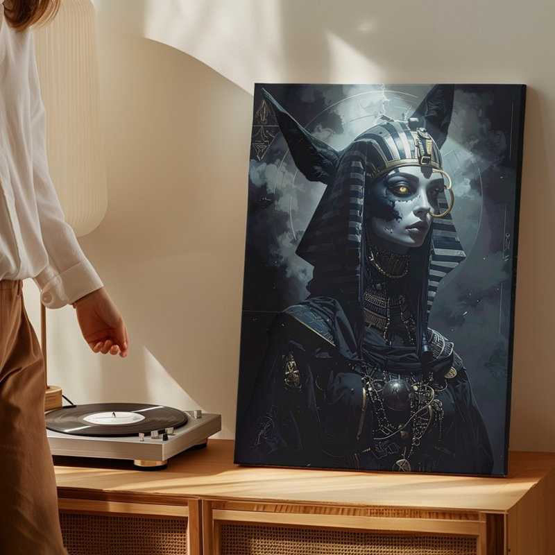 Art mural, toile d'enfer mystique, jugements divins et toile mystique égyptienne, H 9 po x l 12 po