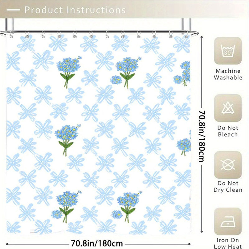 Rideaux de douche Forget Me Not Floral, 71 po x 71 po