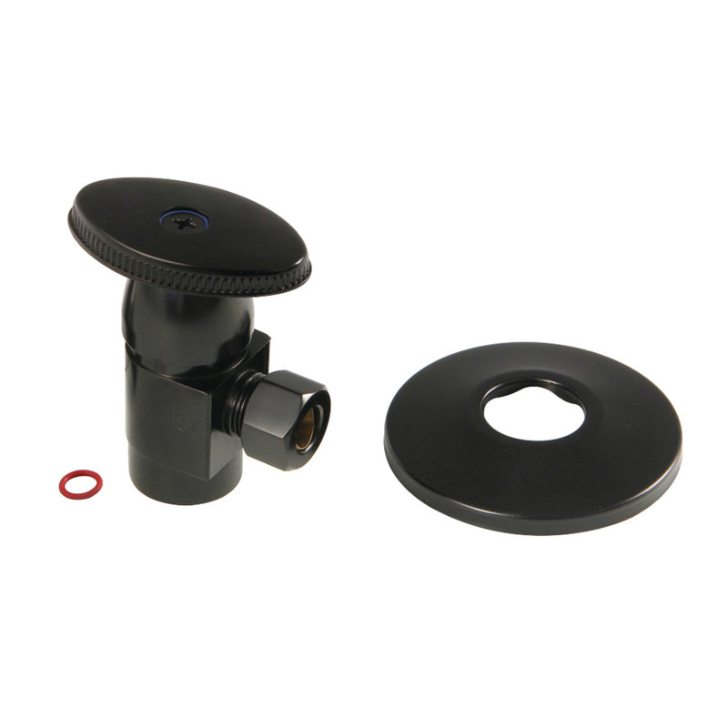 Kingston Brass 1/2-Inch FIP x 3/8-Inch OD Comp Anti-Seize Deluxe Quarter-Turn Ceramic Hardisc Cartridge Angle Stop with Flange