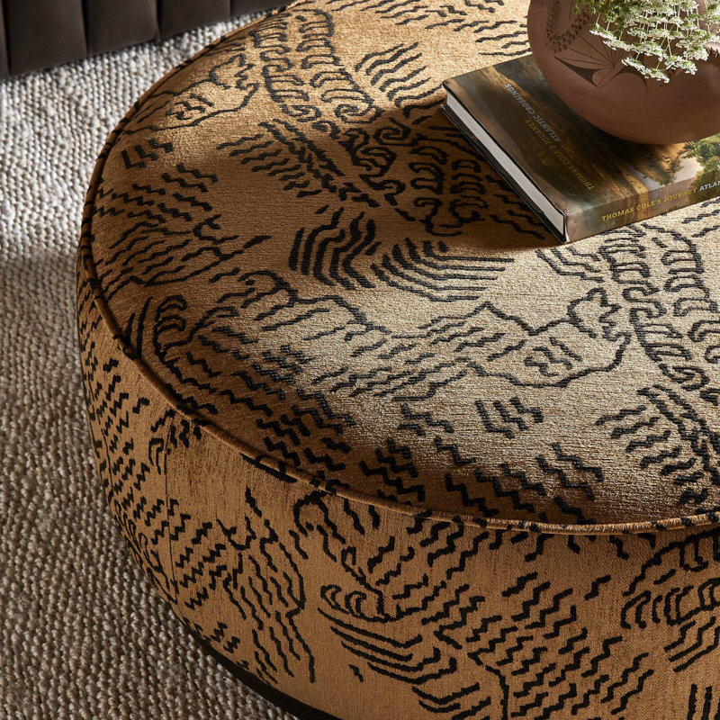 Sinclair Large Round Ottoman, Balkan Ochre Rayon / Viscose