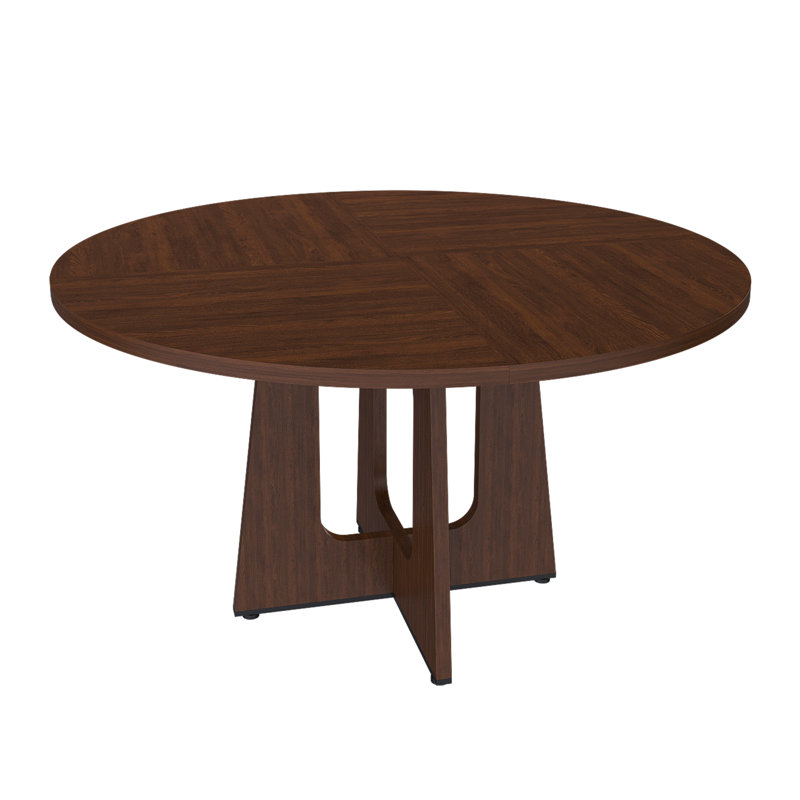 47.24" Round Dining Table,Farmhouse MDF Table, Walnut