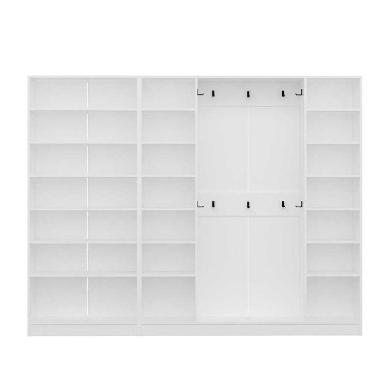 Modern Hall Stand, White, 106.3 x 82.7 x 13.8 inches | 100% Melamine Coated Particle Board, Thickness: 0.7 inches | Elegant Scandinavian Design, Perfect for Entryway Organization & Style