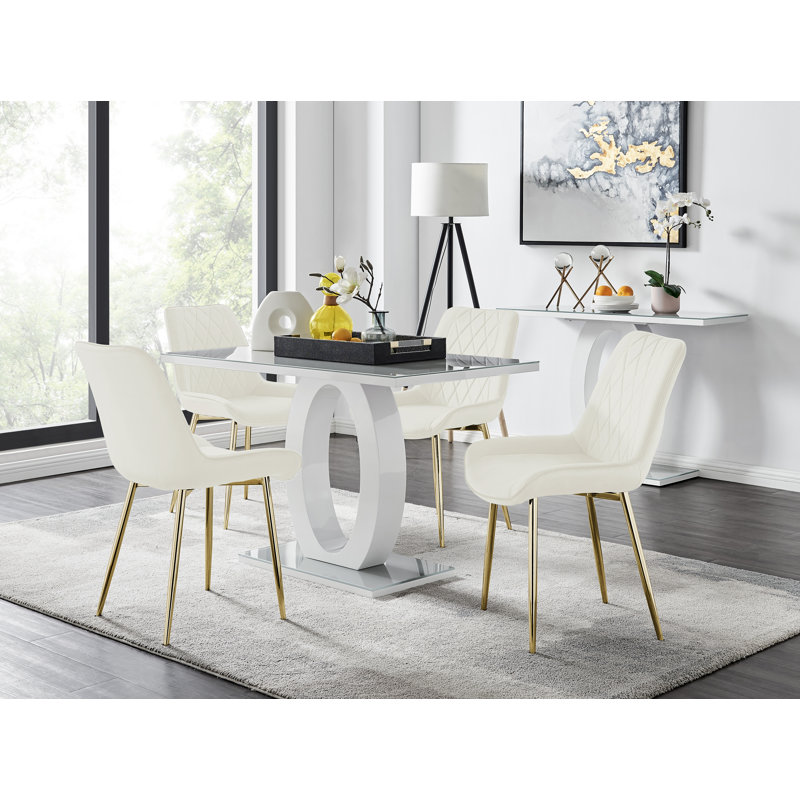 4 - Person Dining Set, Cream/Gold