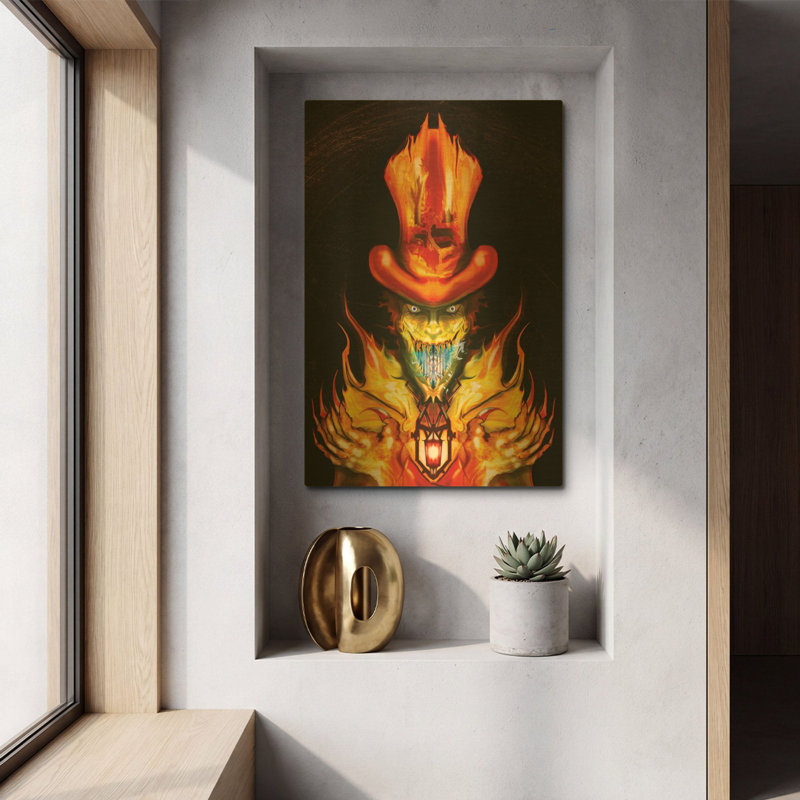 «Spring Heel Jack» par Michael Stewart, art mural en métal doré, 12 po x 16 po, 12 po x 16 po