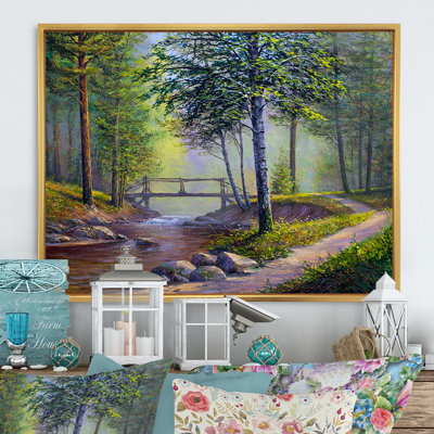 Paysage d'été d'une rivière de forêt III - décoration murale traditionnelle sur toile