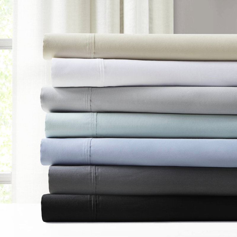 Ensemble de draps 4 pièces pour très grand lit - mélange de coton froissé, 18 po